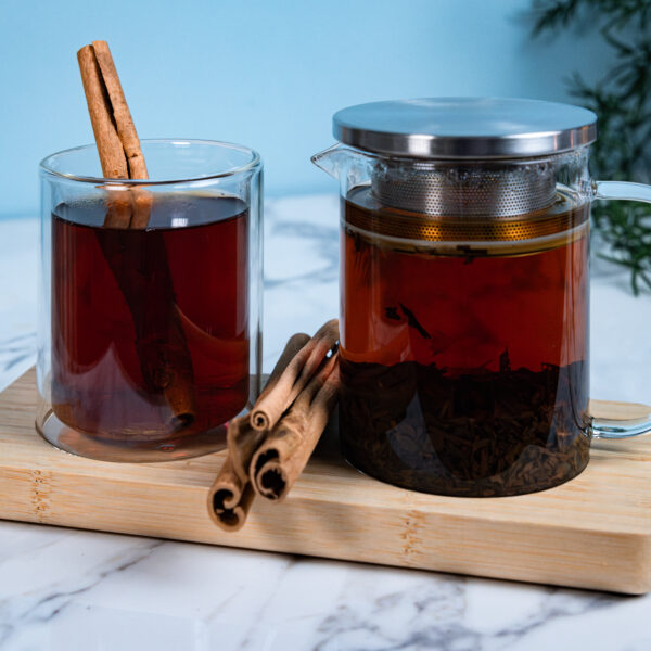 Image of glass tea pot and mug