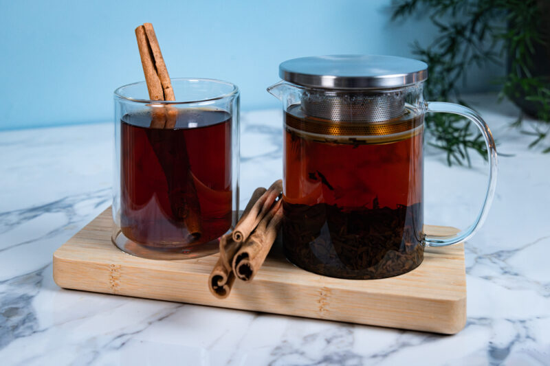 Image of glass tea pot and mug